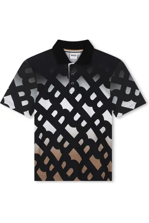 HUGO BOSS Playera tipo polo de piqué con monograma estampado