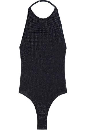 Courrèges Top con cuello halter y detalles de cristal