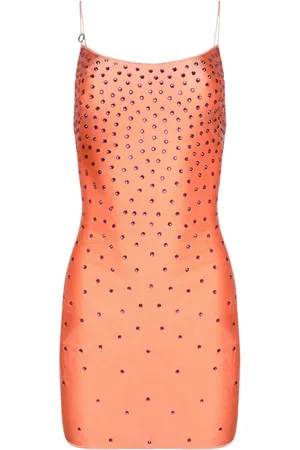 Oseree Vestido corto satinado con detalles de cristal