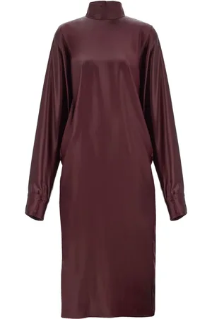 Salvatore Ferragamo Vestido satinado con cuello de tortuga
