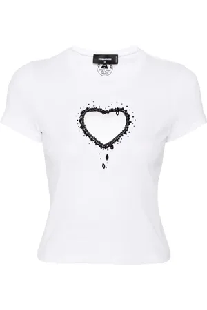 Dsquared2 Playera con corazón bordado con mostacillas