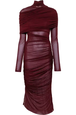 MUGLER Vestido midi con diseño fruncido