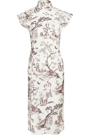 SHANGHAI TANG Vestido de seda con estampado gráfico