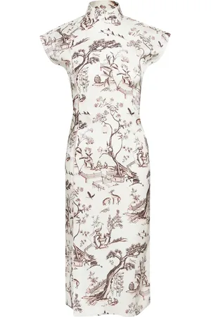 SHANGHAI TANG Vestido de seda con estampado gráfico