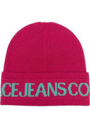 VERSACE Gorro tejido con logo de intarsia