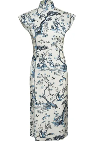 SHANGHAI TANG Vestido de seda con estampado gráfico
