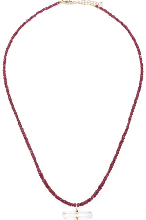 JIA JIA Collar Arizona en oro amarillo de 14kt con cuarzo y rubí