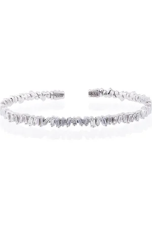 Suzanne Kalan 18K white gold and diamond Fireworks Classic baguette bangle
