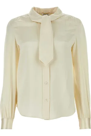 Saint Laurent Blusa satinada con cuello lavallière