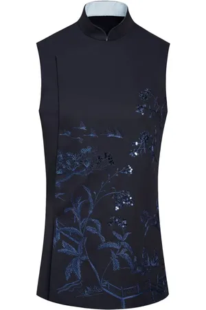 SHANGHAI TANG Blusa sin mangas con bordado floral
