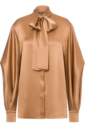 Alberta Ferretti Blusa satinada con moño en el cuello