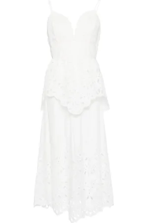Farm Rio Vestido midi con bordado inglés