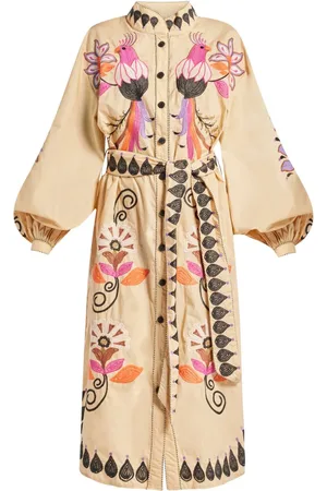 Farm Rio Vestido midi Flower Bird