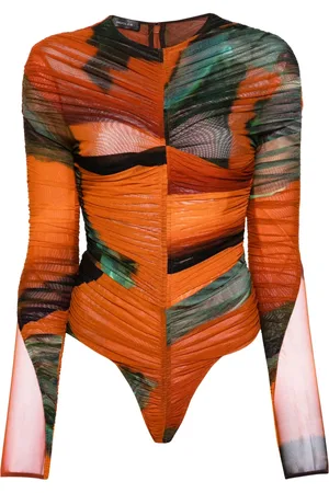 MUGLER Body de malla con estampado Archive
