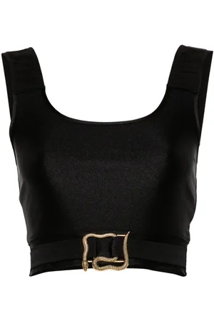 Roberto Cavalli Top corto con logo en las tiras