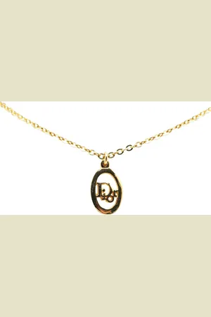 Dior Collar 20th Century Gold Plated Logo Pendant