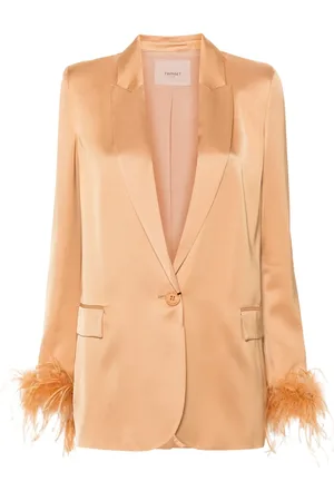 Twin-Set Blazer con ribete de plumas