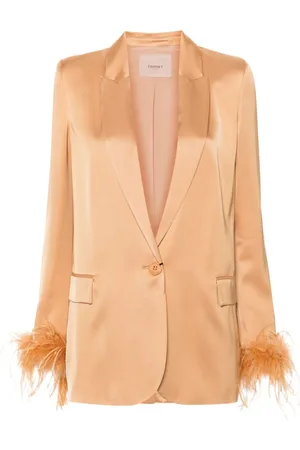 Twin-Set Blazer con ribete de plumas