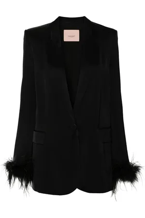 Twin-Set Blazer con ribete de plumas