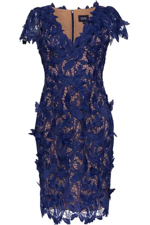 Marchesa Notte Vestido midi con detalle de encaje