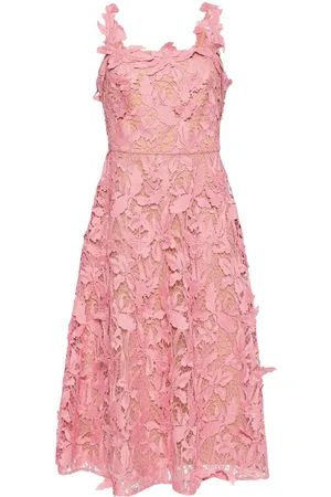 Marchesa Notte Vestido midi con detalle de encaje