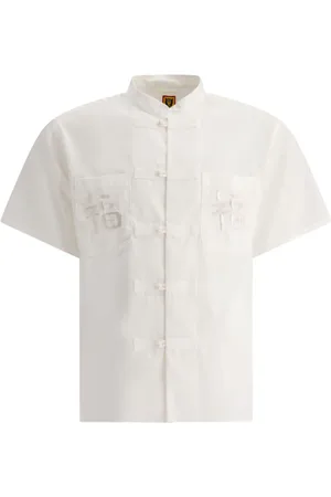 HUMAN MADE Camisa con logo bordado y cuello mao