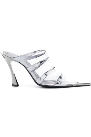 MUGLER Mules con tiras transparentes y tacón de 120mm
