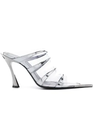 MUGLER Mules con tiras transparentes y tacón de 120mm