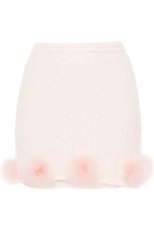 BLUMARINE Falda tejida con ribete de plumas