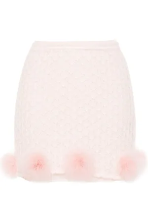 BLUMARINE Falda tejida con ribete de plumas