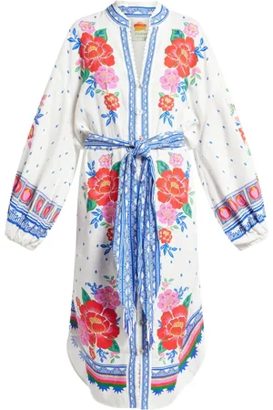 Farm Rio Vestido midi Flowers Beach