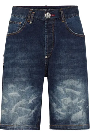 Philipp Plein Shorts de mezclilla con aplique del logo
