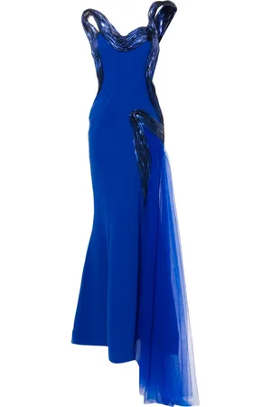 Gaby Charbachy Vestido de fiesta drapeado con efecto metalizado