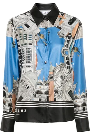 Callas Milano Camisa de seda con estampado Cameron Venice