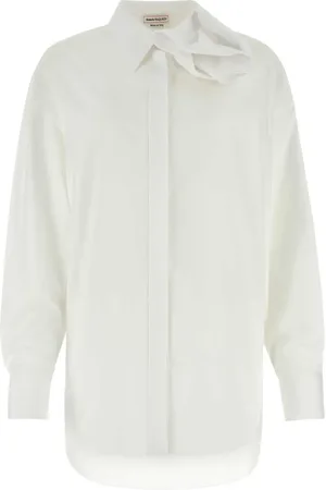 Alexander McQueen Camisa de popelina con aplique Orchid