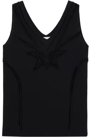ST. JOHN Camiseta de seda bordada