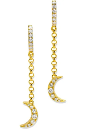BUDDHA MAMA Aretes Moon en oro amarillo de 20kt con diamante