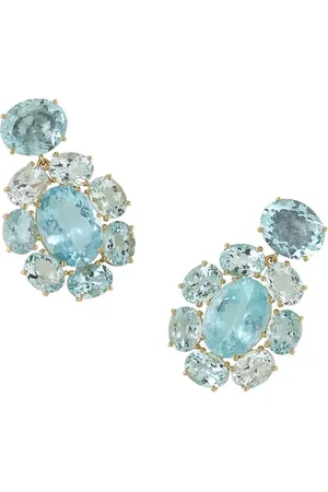 Irene Neuwirth Aretes Gemmy Gem en oro amarillo de 18kt con aguamarina