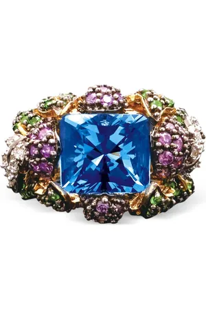 Anabela Chan Anillo Blueberry en oro amarillo de 18kt con gemas