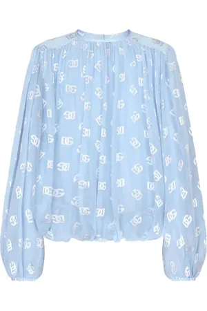 Dolce & Gabbana Blusa semitransparente con monograma en jacquard