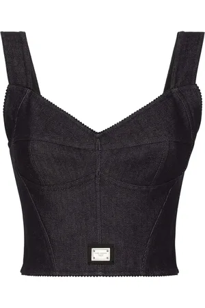 Dolce & Gabbana Top estilo corset de mezclilla con etiqueta del logo