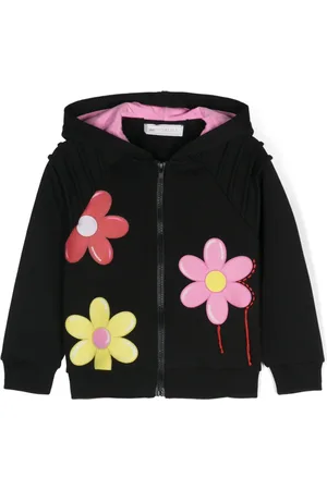 MONNALISA Hoodie con estampado floral y cierre