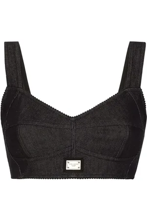 Dolce & Gabbana Top estilo corset de mezclilla con etiqueta del logo