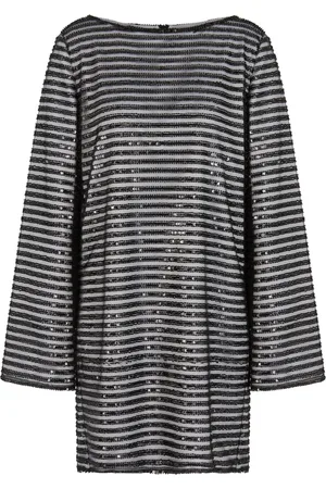Emporio Armani Vestido recto con motivo de rayas y lentejuelas