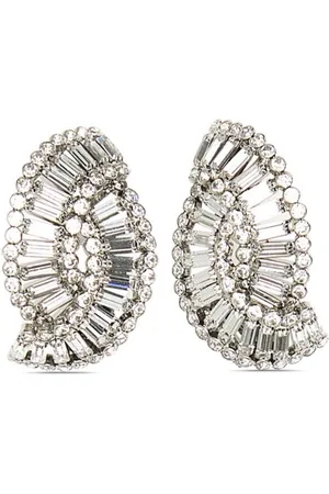 Alessandra Rich Aretes de clip con detalles de cristal