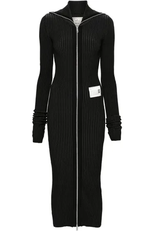 Maison Mihara Yasuhiro Vestido midi con parche del logo