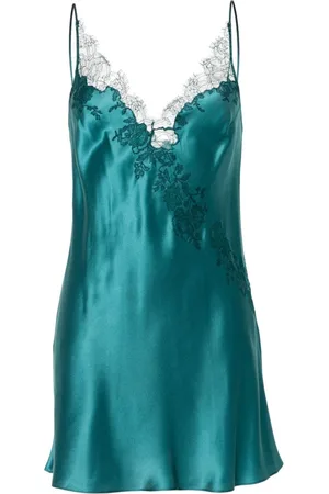 CARINE GILSON Vestido de noche de seda con cuello en V