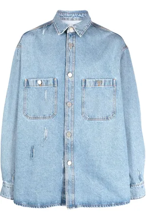 Hed Mayner Camisa de mezclilla con efecto envejecido