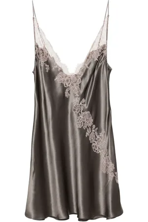 CARINE GILSON Vestido de noche de seda con cuello en V