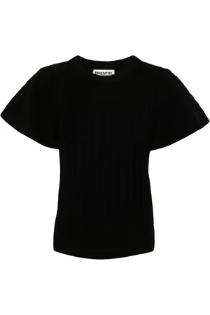 Essentiel Antwerp Top tejido de canalé con mangas anchas
